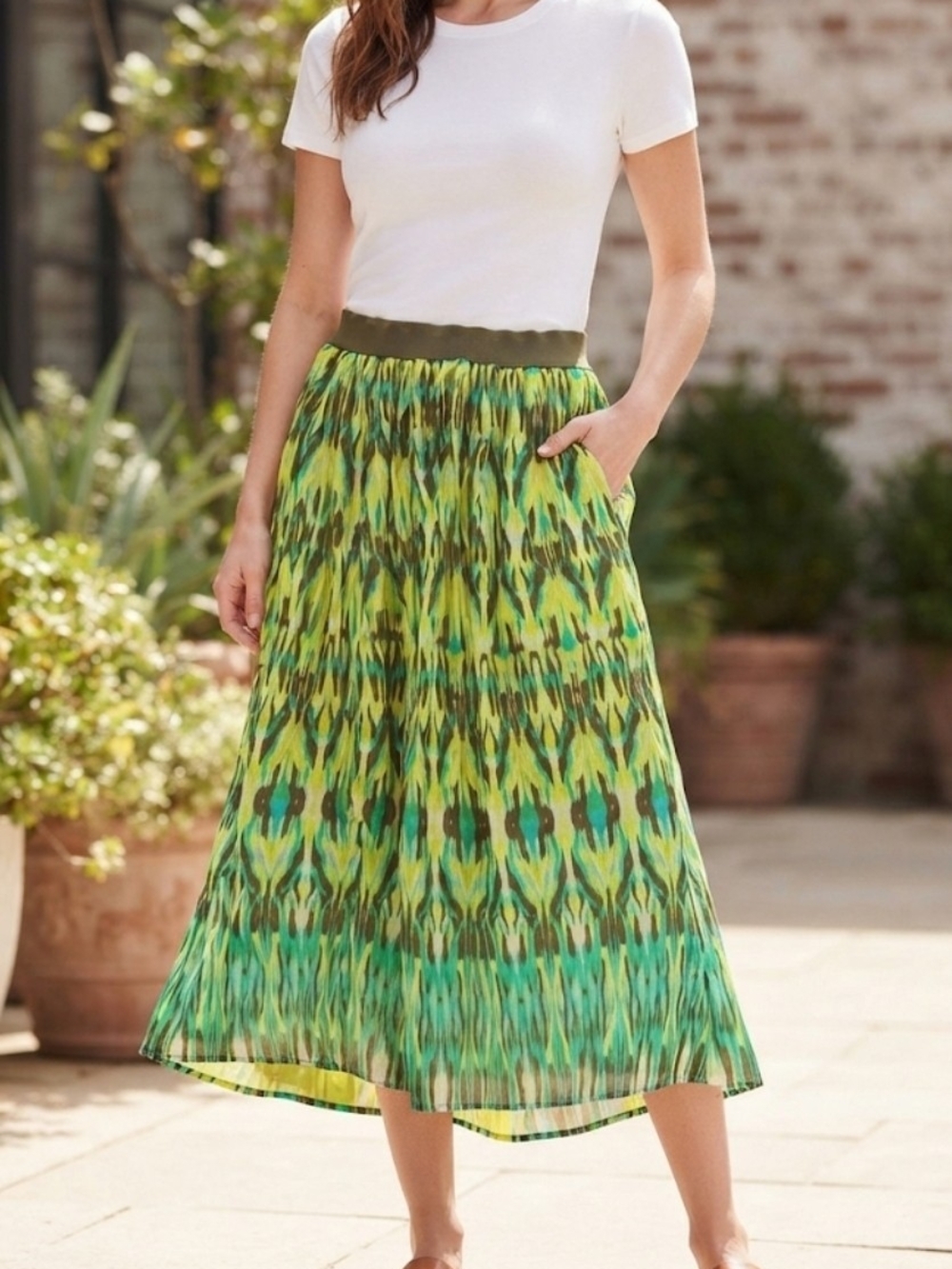 Ruby Rd. Green Patterned Maxi Skirt